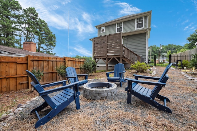 1819 Nixon St, Durham, NC 27707 - view of patio / terrace featuring an outdoor fire pit and stairway