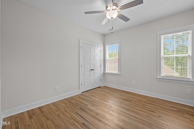 1819 Nixon St, Durham, NC 27707 - unfurnished bedroom with light wood-style flooring and a ceiling fan