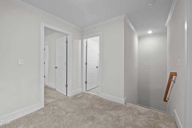 1819 Nixon St, Durham, NC 27707 - corridor featuring an upstairs landing, carpet flooring, and ornamental molding