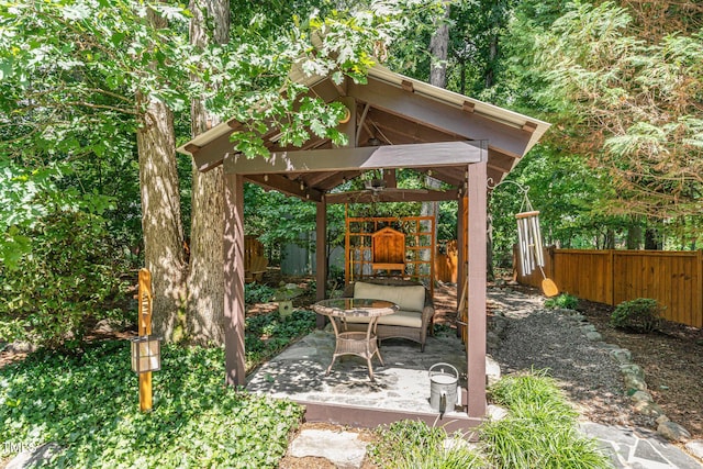 28 Benchmark, Pittsboro, NC 27312 - fenced backyard featuring a gazebo and a patio