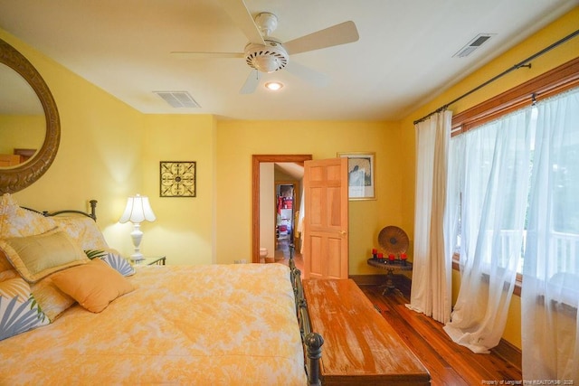 1064 Tresses Ct, Vass, NC 28394 - bedroom with wood finished floors, ceiling fan, and recessed lighting