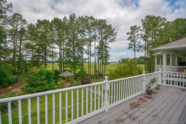 1064 Tresses Ct, Vass, NC 28394 - wooden terrace featuring a yard and a gazebo