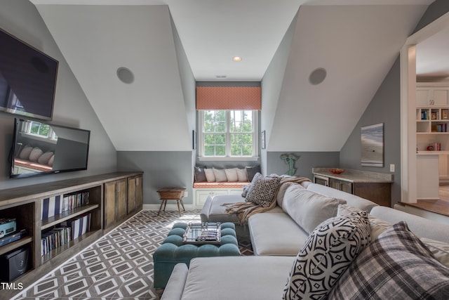 633 Rolling Springs Dr, Cary, NC 27519 - living area with lofted ceiling and baseboards