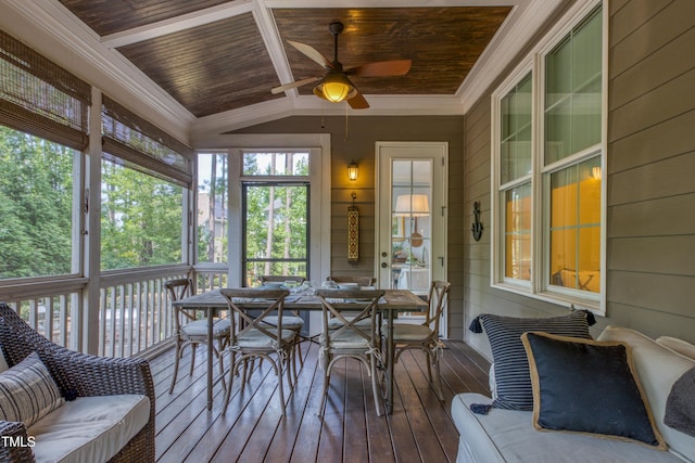 633 Rolling Springs Dr, Cary, NC 27519 - sunroom / solarium with a ceiling fan and outdoor dining area