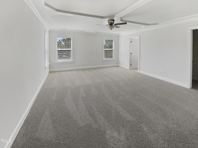 1092 Adams Point Dr, Garner, NC 27529 - empty room with ceiling fan, light colored carpet, and crown molding