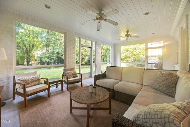 227 W Drewry Ln, Raleigh, NC 27609 - sunroom / solarium with an outdoor hangout area, healthy amount of natural light, and a ceiling fan