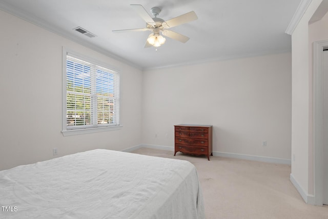 108-203 Northbrook Dr Unit 203, Raleigh, NC 27609 - bedroom featuring ornamental molding, light carpet, and ceiling fan