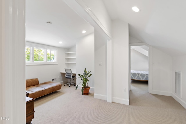 2707 Anderson Dr, Raleigh, NC 27608 - sitting room with carpet floors, recessed lighting, and vaulted ceiling
