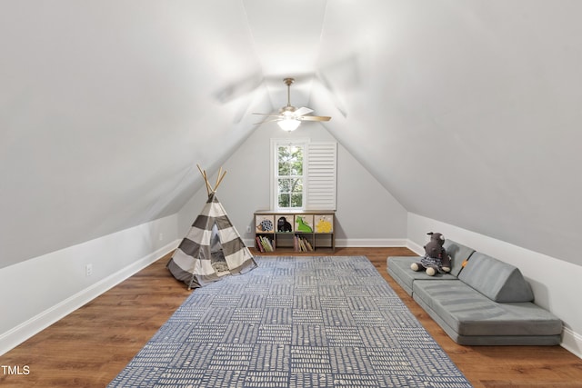 2707 Anderson Dr, Raleigh, NC 27608 - living area with a ceiling fan, lofted ceiling, and wood finished floors