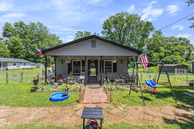 820 1st St, Kings Mountain, NC 28086 - view of front of property with a playground and covered porch