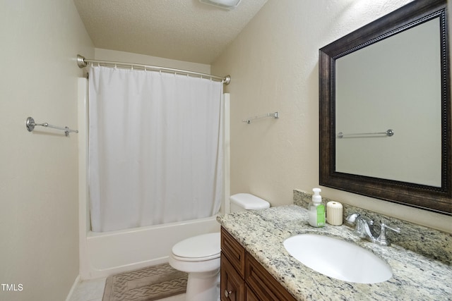 1401 Burchcrest Dr, Garner, NC 27529 - bathroom featuring vanity, shower / bath combination with curtain, and a textured ceiling