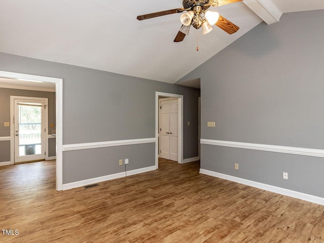 6020 Wildorlyn Cir, Raleigh, NC 27603 - empty room with a ceiling fan and wood finished floors