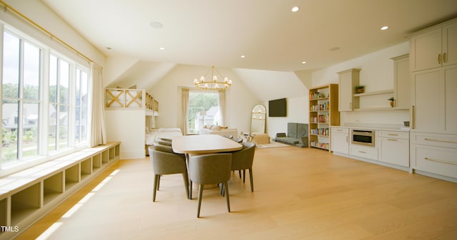 1620 Hunting Ridge Rd, Raleigh, NC 27615 - dining area with a chandelier, light wood-style floors, and recessed lighting