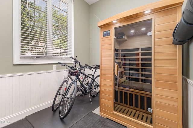 254 Charter Ct SE, Concord, NC 28025 - relaxing sauna with wainscoting and plenty of natural light