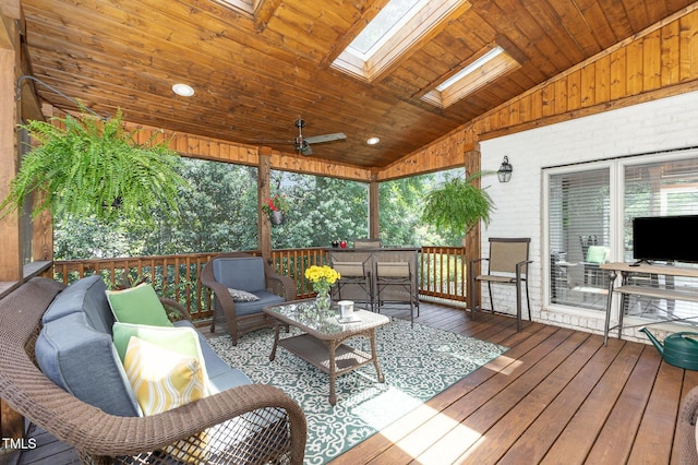 254 Charter Ct SE, Concord, NC 28025 - wooden terrace featuring an outdoor living space and ceiling fan