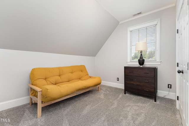254 Charter Ct SE, Concord, NC 28025 - sitting room with vaulted ceiling, carpet, and crown molding