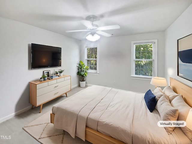 2408 Tiltonshire Ln, Apex, NC 27539 - bedroom with multiple windows and a ceiling fan