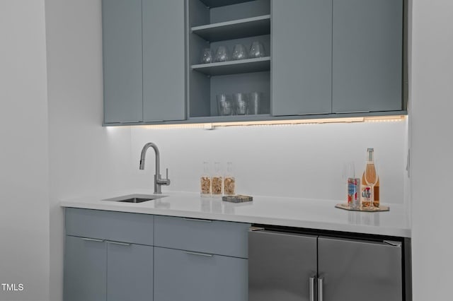 505 Colleton Rd, Raleigh, NC 27610 - indoor wet bar featuring stainless steel fridge