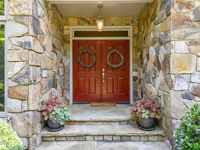 267 Bald Eagle Dr, Pittsboro, NC 27312 - doorway to property featuring stone siding