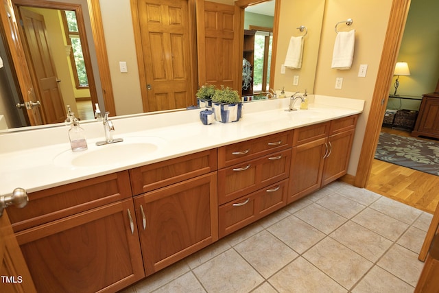 267 Bald Eagle Dr, Pittsboro, NC 27312 - full bathroom featuring double vanity and tile patterned flooring