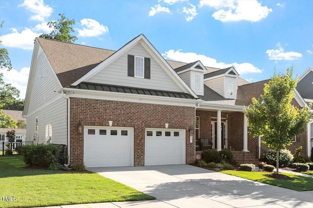 1217 Clandon Square Rd, Hillsborough, NC 27278 - traditional-style home with brick siding, concrete driveway, a front lawn, covered porch, and an attached garage