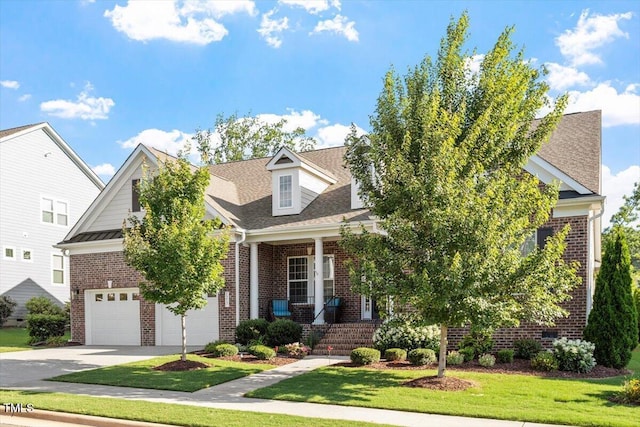 1217 Clandon Square Rd, Hillsborough, NC 27278 - view of front of property featuring brick siding, driveway, a porch, and a front yard