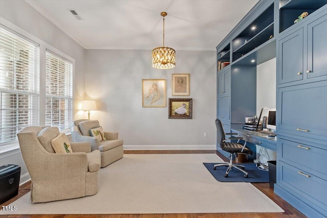 1217 Clandon Square Rd, Hillsborough, NC 27278 - office area featuring a chandelier and crown molding