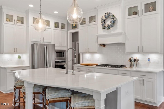 1217 Clandon Square Rd, Hillsborough, NC 27278 - kitchen with appliances with stainless steel finishes, white cabinets, backsplash, light countertops, and recessed lighting