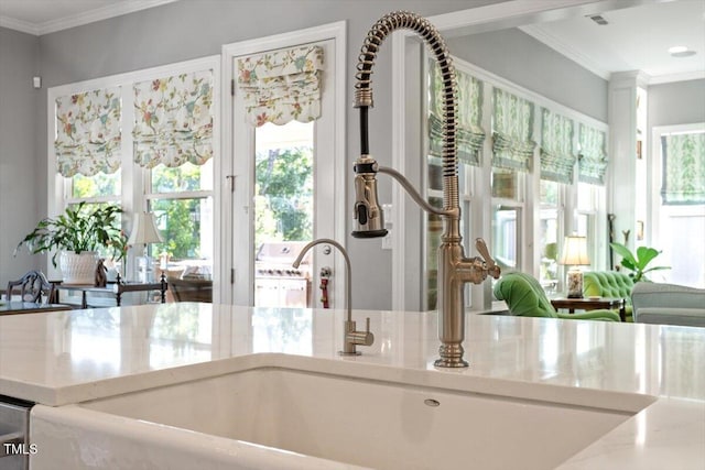 1217 Clandon Square Rd, Hillsborough, NC 27278 - kitchen view of crown molding and light stone countertops