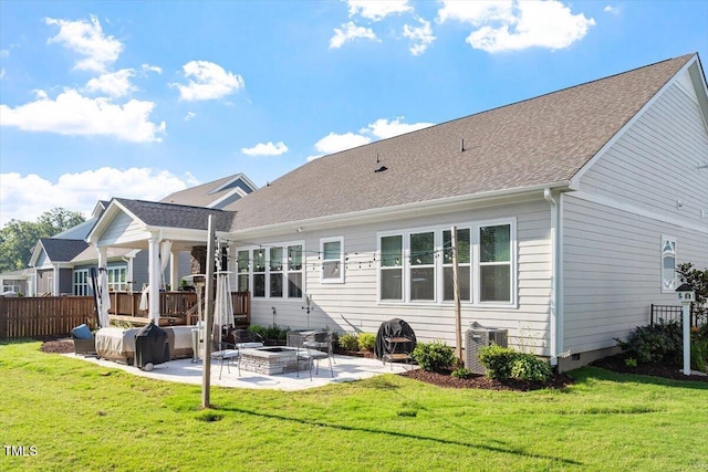 1217 Clandon Square Rd, Hillsborough, NC 27278 - rear view of property with a patio, a fire pit, and roof with shingles