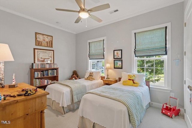 1217 Clandon Square Rd, Hillsborough, NC 27278 - bedroom featuring light carpet, crown molding, and ceiling fan