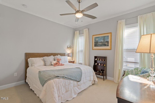 1217 Clandon Square Rd, Hillsborough, NC 27278 - bedroom featuring light colored carpet, crown molding, and ceiling fan