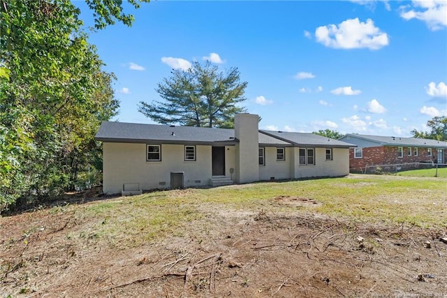 1718 Shiloh Dr, Fayetteville, NC 28304 - back of house with a chimney, crawl space, and entry steps