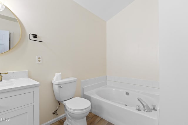 3421 Tunas St, Raleigh, NC 27616 - full bath with a garden tub, vanity, and wood finished floors