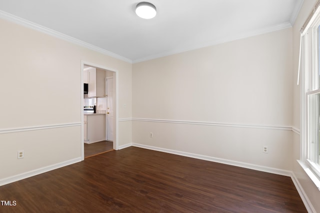 3421 Tunas St, Raleigh, NC 27616 - spare room with dark wood-style flooring, crown molding, and plenty of natural light