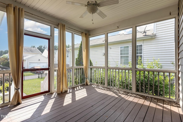 713 Summer Music Ln, Raleigh, NC 27603 - unfurnished sunroom with a ceiling fan