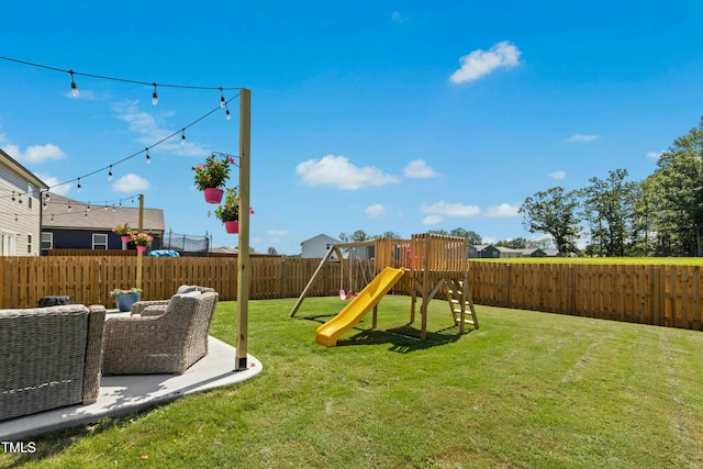 444 Campbell Ridge Pl, Wendell, NC 27591 - fenced backyard featuring a playground