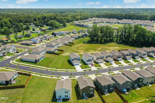 444 Campbell Ridge Pl, Wendell, NC 27591 - aerial perspective of suburban area with a heavily wooded area