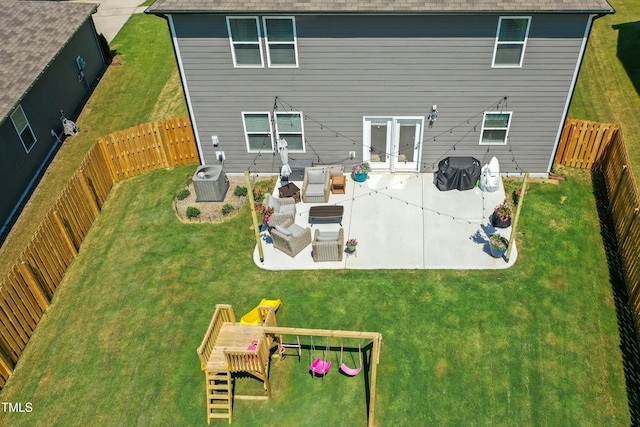 444 Campbell Ridge Pl, Wendell, NC 27591 - rear view of property with a fenced backyard, a patio area, and an outdoor hangout area