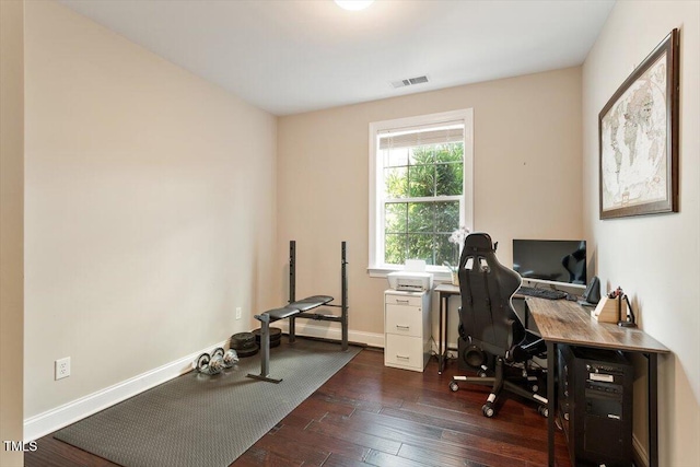 10511 Rosegate Ct Unit 103, Raleigh, NC 27617 - office with dark wood-style flooring and baseboards