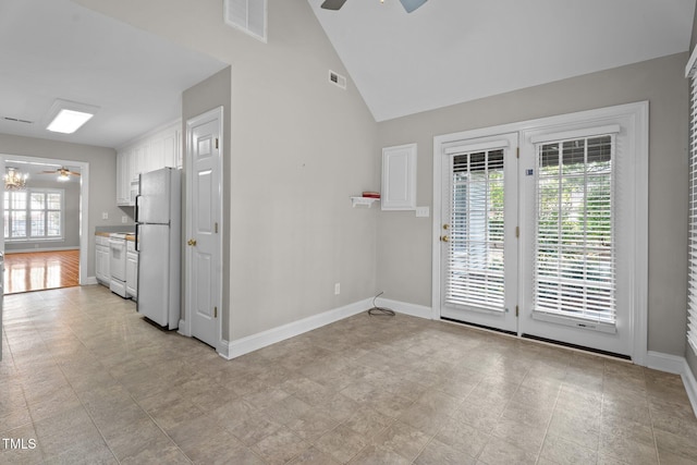 3782 Loblolly Dr # 5, Rocky Mount, NC 27804 - unfurnished room with ceiling fan and high vaulted ceiling