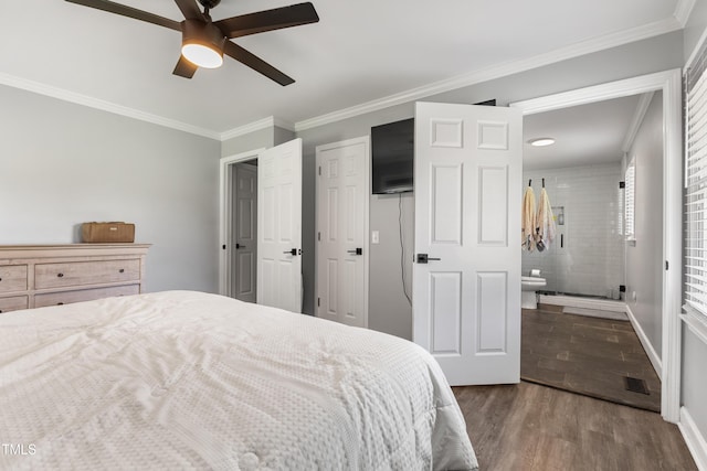 224 Grameta Ln, Lillington, NC 27546 - bedroom featuring wood finished floors, ornamental molding, ceiling fan, and a closet
