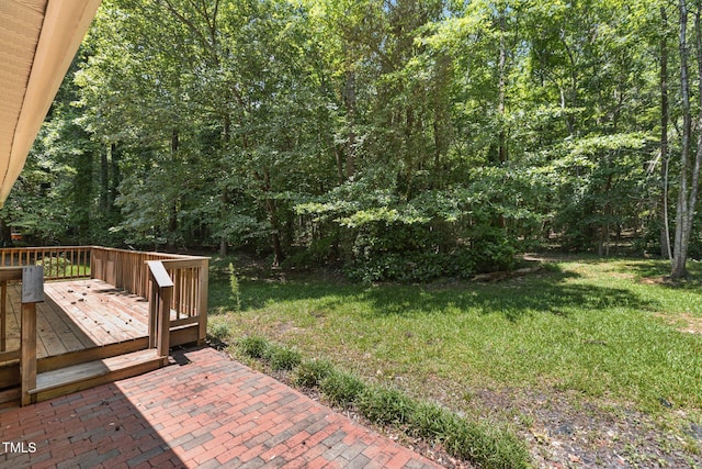 18 Red Pine Rd, Chapel Hill, NC 27516 - view of grassy yard with a deck and a wooded view