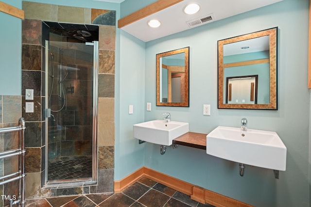 1209 Ravens Point Cir, Raleigh, NC 27614 - full bathroom with a shower stall, recessed lighting, and stone finish floors
