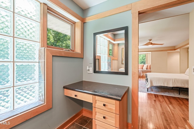 1209 Ravens Point Cir, Raleigh, NC 27614 - ensuite bathroom featuring wood finished floors, ceiling fan, and vanity