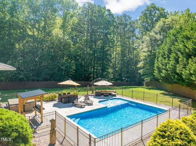 1209 Ravens Point Cir, Raleigh, NC 27614 - view of pool featuring outdoor lounge area, a fenced backyard, and a patio area