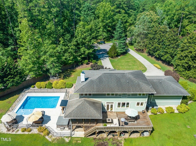 1209 Ravens Point Cir, Raleigh, NC 27614 - view of subject property with a pool and a heavily wooded area