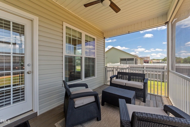 16 Woodglen Dr, Clayton, NC 27527 - wooden terrace with a ceiling fan and an outdoor living space