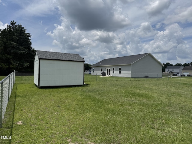 3005 Condor Ct, Deep Run, NC 28525 - fenced backyard with a storage shed
