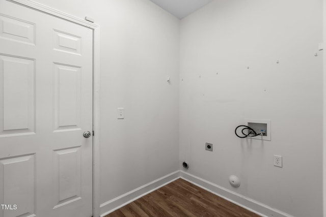 4716 Miller Dr, Durham, NC 27704 - laundry area featuring electric dryer hookup, hookup for a washing machine, dark wood finished floors, and hookup for a gas dryer